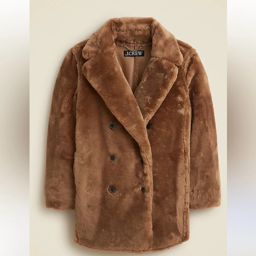 J.Crew Women's Faux-fur peacoat Size L - Picture 2 of 6
